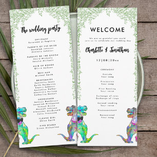 Colourful Dinosaur Theme Wedding Program
