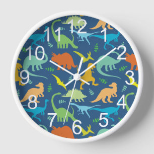 Colourful Dinosaur With Numbers Wall Clock