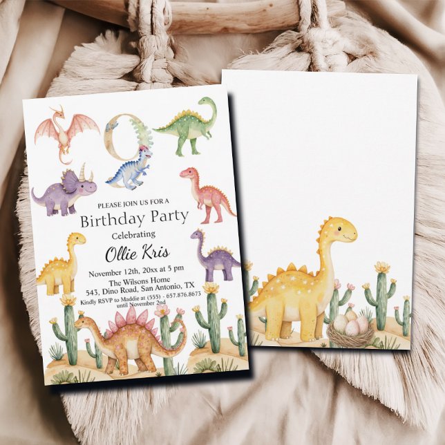 Colourful Dinosaurs 9th Birthday Party Invitation (Creator Uploaded)