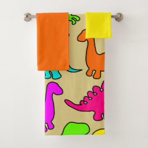Colourful Dinosaurs Bath Towel Set