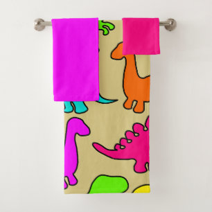 Colourful Dinosaurs Bath Towel Set