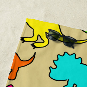 Colourful Dinosaurs Beach Towel