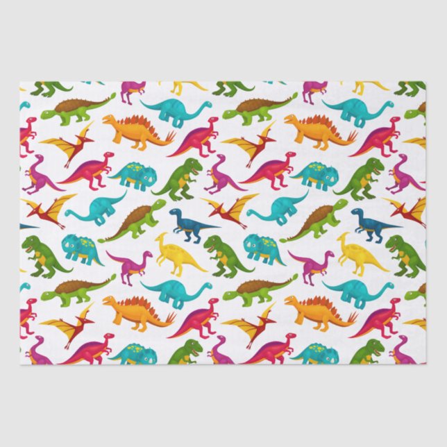 Colourful Dinosaurs Design Tissue Paper (Front)