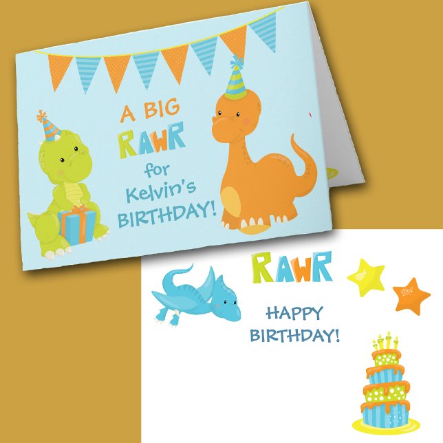 Colourful Dinosaurs Kids Birthday Card (Creator Uploaded)
