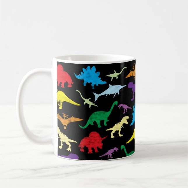 Colourful Dinosaurs Kids Pattern Coffee Mug (Left)