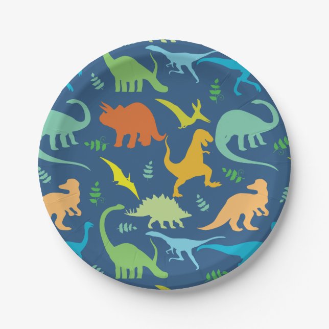 Colourful Dinosaurs Paper Plate (Front)