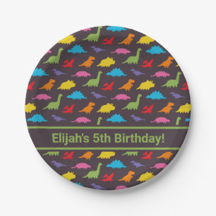 Colourful Dinosaurs Pattern, Birthday Party Paper Plate