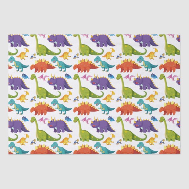 Colourful dinosaurs seamless pattern tissue paper (Front)