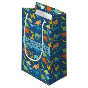 Colourful Dinosaurs to Personalise Small Gift Bag