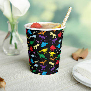 Colourful Dinosaurs Watercolor Kids Birthday Party Paper Cups