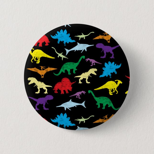 Colourful Dinosaurs Watercolor Kids Pattern  6 Cm Round Badge (Front)