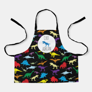 Colourful Dinosaurs Watercolor Kids Pattern  Apron