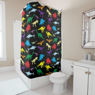 Colourful Dinosaurs Watercolor Kids Pattern Shower Curtain