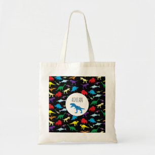 Colourful Dinosaurs Watercolor Kids Pattern  Tote Bag