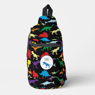 Colourful Dinosaurs Watercolor Kids School Sling Bag