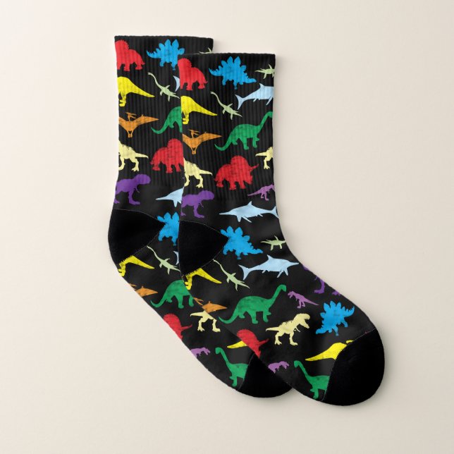 Colourful Dinosaurs Watercolor Pattern Socks (Pair)