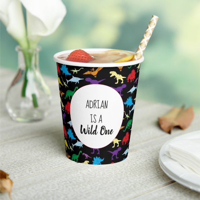 Colourful Dinosaurs Wild One Kids Birthday Party  Paper Cups (Insitu)