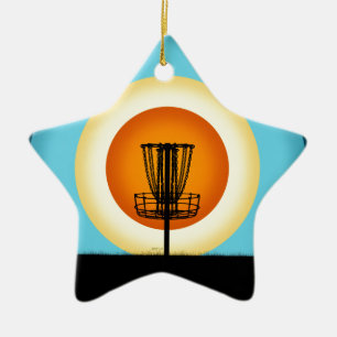 Colourful Disc Golf Basket Ceramic Ornament