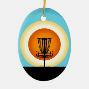 Colourful Disc Golf Basket Ceramic Tree Decoration