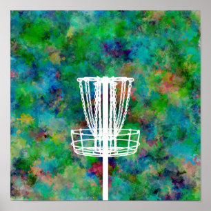 Colourful Disc Golf Basket Poster