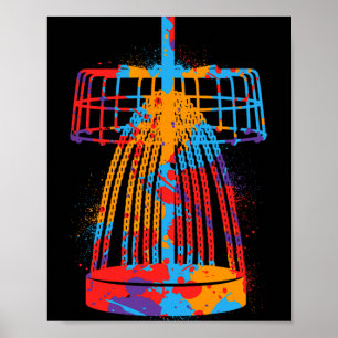 Colourful Disc Golf Design Frisbees Boys Flying Di Poster