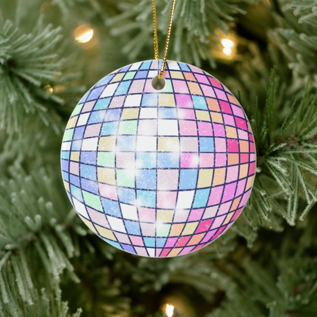 Colourful Disco Ball  Ceramic Ornament (Tree)