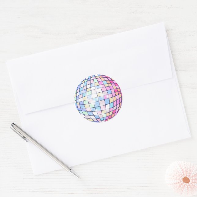 Colourful Disco Ball Classic Round Sticker (Envelope)