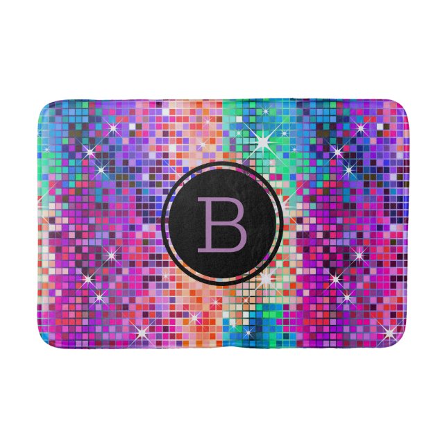 Colourful disco glitter bath mat (Front)