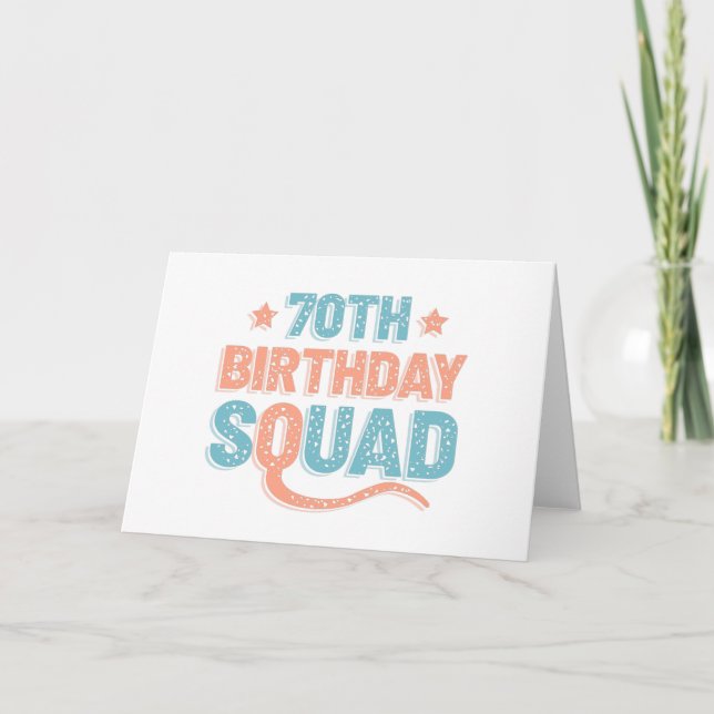 Colourful Distressed 70th birthday squad Card (Front)
