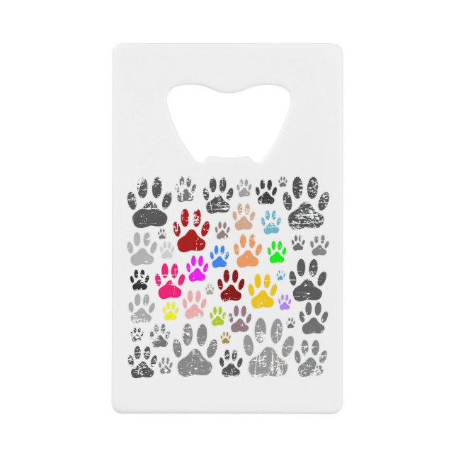 Colourful Distressed Dog Paw Prints On Grey (Front)