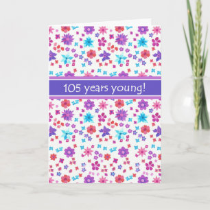 Colourful Ditsy Floral Age-specific 105th Birthday Card