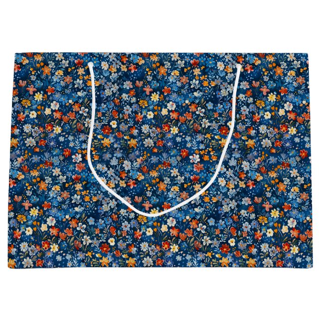 Colourful Ditsy Floral Patterned Large Gift Bag (Front)