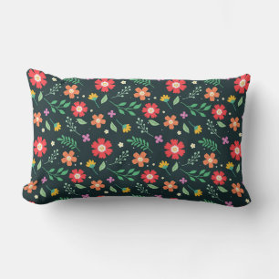 Colourful Ditsy Floral Print Background Design Lumbar Cushion