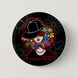 colourful diva 6 cm round badge