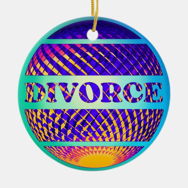 Colourful divorce disco ball  ceramic ornament (Front)