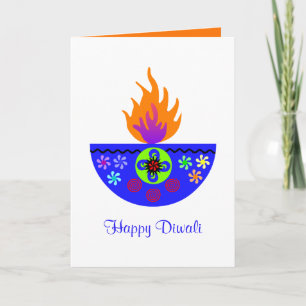 Colourful Diwali Lamp Diya Card