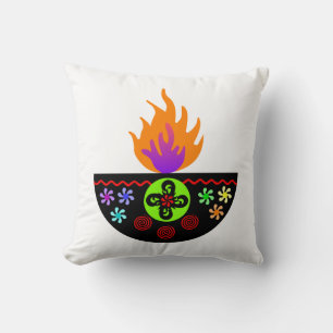 Colourful Diwali Lamp Diya Cushion