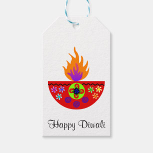 Colourful Diwali Lamp Diya Gift Tags
