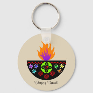 Colourful Diwali Lamp Diya Key Ring