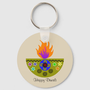 Colourful Diwali Lamp Diya Key Ring