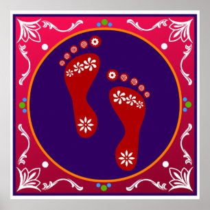 Colourful Diwali Rangoli With Footprint Poster