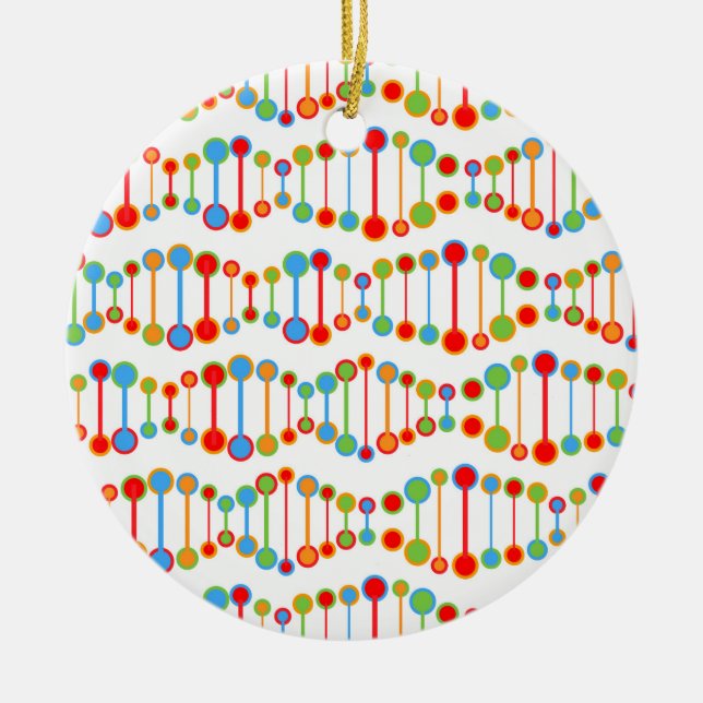 Colourful DNA structure pattern Ceramic Ornament (Front)