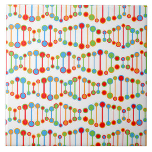 Colourful DNA structure pattern Ceramic Tile
