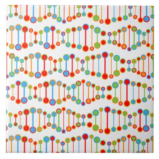 Colourful DNA structure pattern Ceramic Tile (Front)