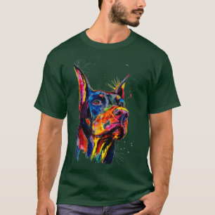 Colourful Doberman Dog Lover Dad Mum Boy Girl T-Shirt