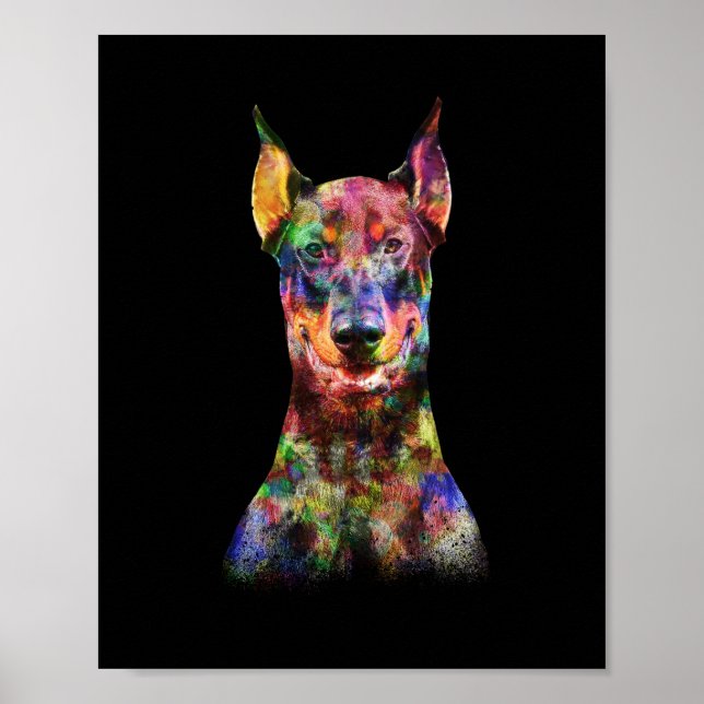 Colourful Doberman Dog Poster (Front)
