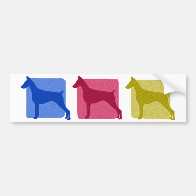 Colourful Doberman Pinscher Silhouettes Bumper Sticker (Front)