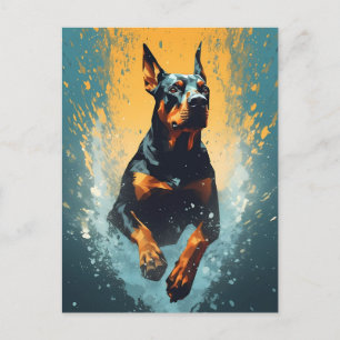Colourful Doberman Postcard