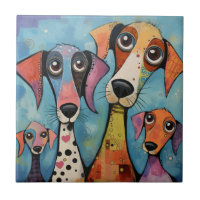 Colourful Dog Abstract Art Cartoon-style