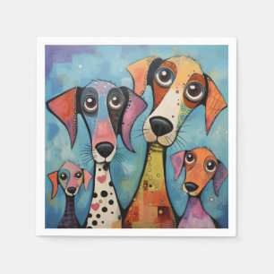 Colourful Dog Abstract Art Cartoon-style Napkin